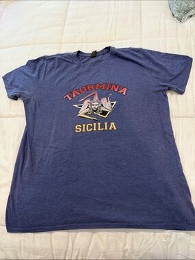 Blue Taormina,Sicily tee shirt, large